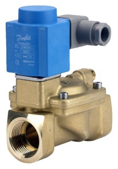 Danfoss Клапан соленоидный, EV220B 32 B, Ду 32 мм, G 1 1 / 4 , НЗ, 220B, 50 Гц , латунь, Ру 16 бар,